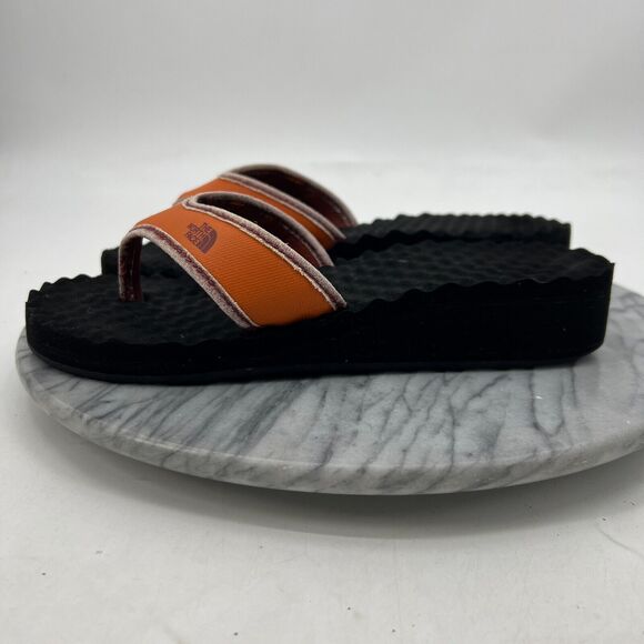 The North Face Sandals Womens 9 Foam Thong Flip Flop Orange Black Slip On - Picture 5 of 14